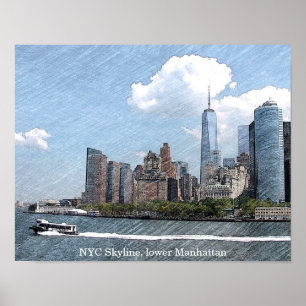 POSTER  NYC SKYLINE lower Manhattan