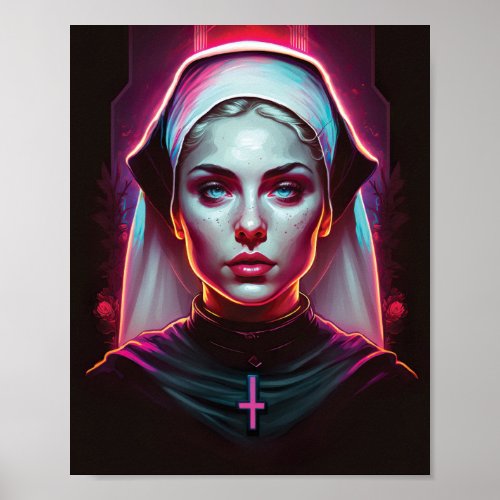Poster of a Creepy Nun _ Cyberpunk