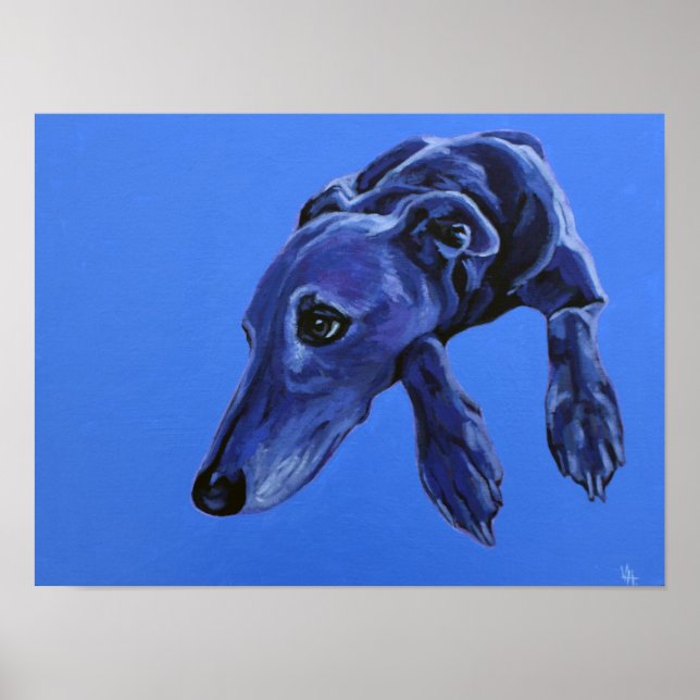 Poster of 'Cobalt Daydream' - blue lurcher dog (Front)