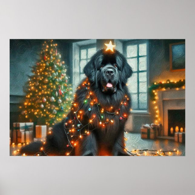 Poster of Newfie Decorated for Christmas (Front)