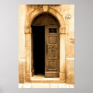 Poster of old door in ancient building, Croatia