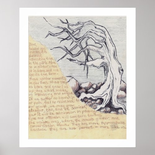 Poster of tree sketch with poem