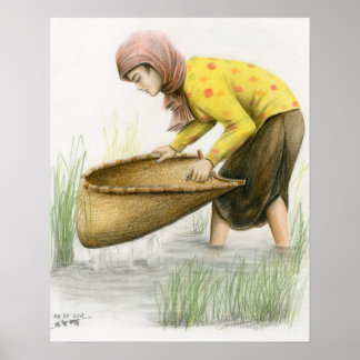 Poster of Woman Sifting Rice by Vannak Anan Prum