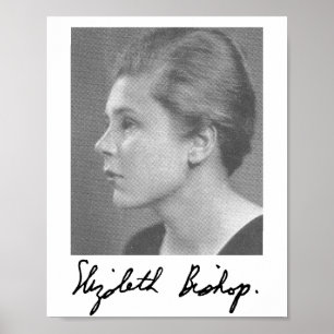 Poster of young Elizabeth Bishop and signature