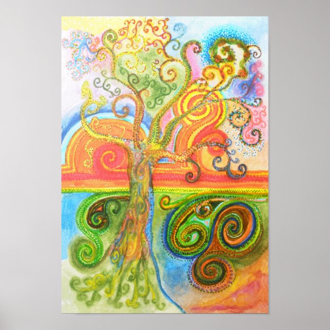 Poster or print with psychedelic colorful tree (Front)