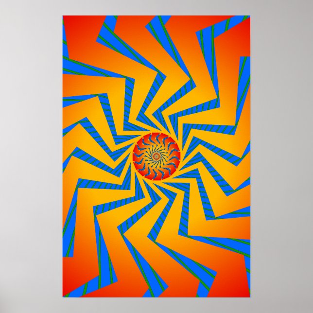 Poster: Orange & Blue Spiral Pattern: Vector Art Poster (Front)
