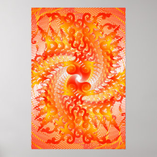Poster: Orange Spiral Pattern: Vector Drawing Poster