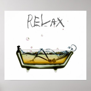 Poster- Orig Neg Relax X-Ray Skeleton Bath Time Poster
