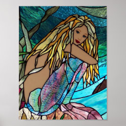 Poster - Painted Stain Glass Mermaid