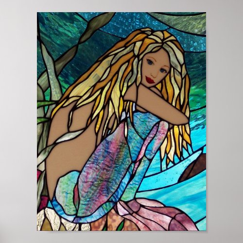 Poster _ Painted Stain Glass Mermaid