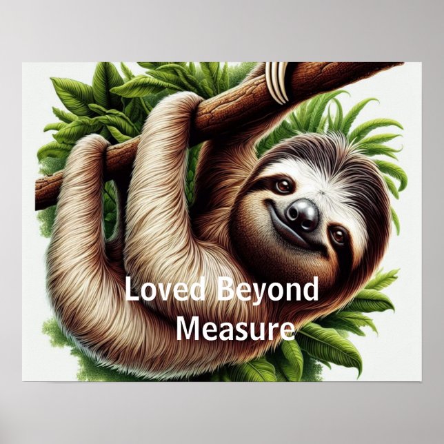 Poster Paper - Cute Hanging Baby Sloth, Animal (Front)