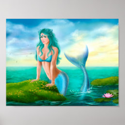 Poster Paper  Fantasy beautiful mermaid in sea