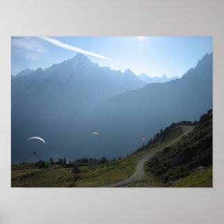 Poster: Paragliders Chamonix Valley France Poster