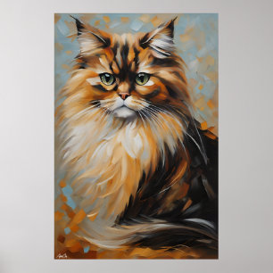 Poster Persian Cat Oil Painting Style