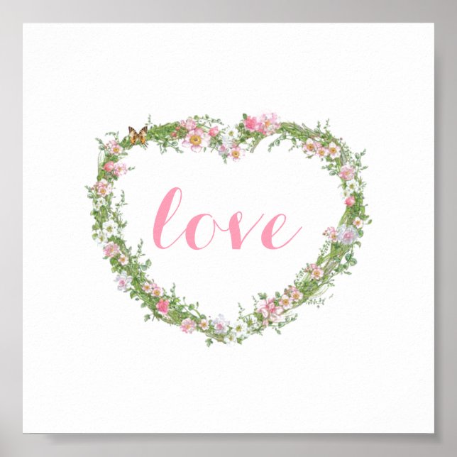 Poster/Picture - Floral Heart Love Poster (Front)