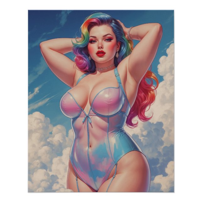 Poster Pin-Up Hair Arc-en-Ciel in Clouds (Front)