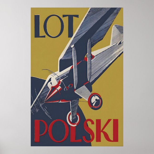 Poster Poland LOT Polski Polish Air Force Interwar (Front)
