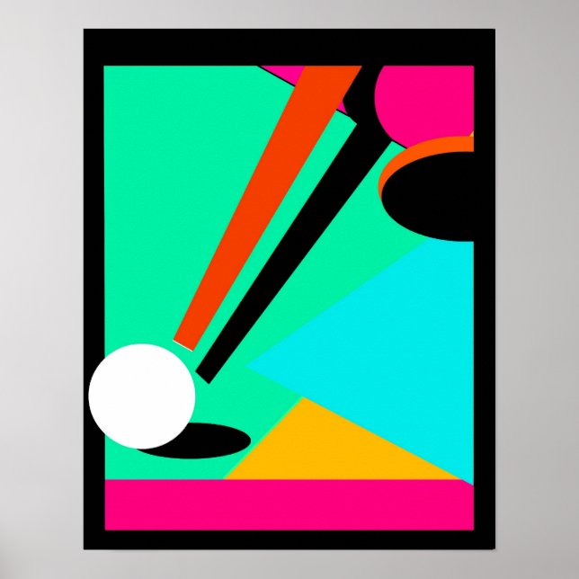 POSTER ~ POOL ~ BILLIARDS IN ABSTRACT ~ CUE BALL (Front)