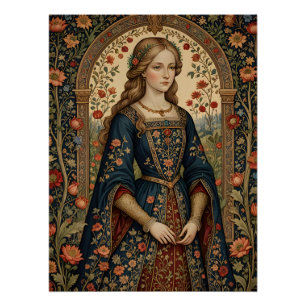 Poster Portrait Lady in Middle Ages Renaissance Ga