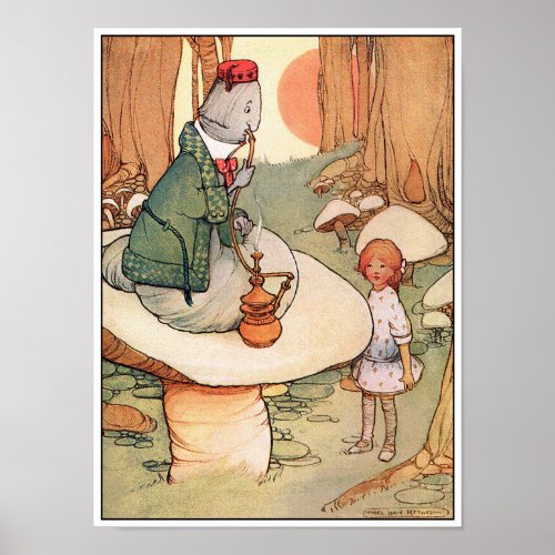 Poster Print Alice Meets the Caterpillar