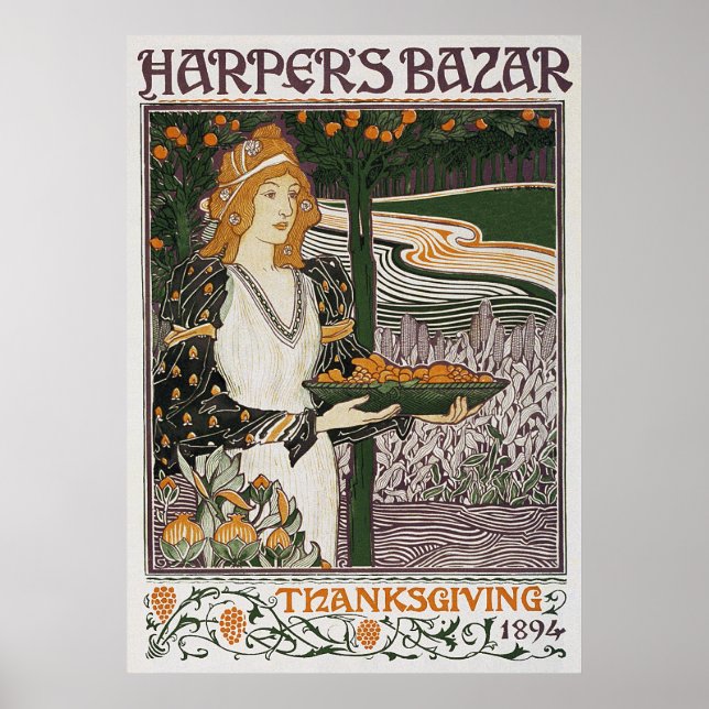 Poster Print: Art Nouveau - L.Rhead - Thanksgiving (Front)