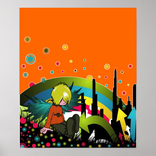 Poster/Print:  Emo Boy Under Muted Rainbow Poster (Front)
