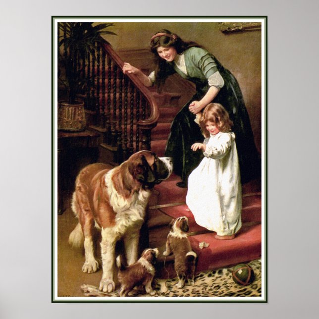 Poster Print:  Good Night - with St. Bernard (Front)