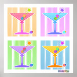 Poster, Prints - Retro Pop Art Martinis<br><div class="desc">Four Fun,  Colorful Pop Art Martinis against a retro,  fifties art style pastel in a classic pop art quad.  Take advantage of the Customization features to Personalize your purchase with text or photos of your own!</div>