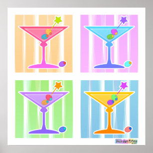 Poster, Prints - Retro Pop Art Martinis