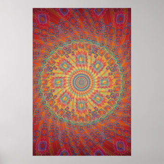 Poster: Psychedelic Spiral Fractal Artwork Poster