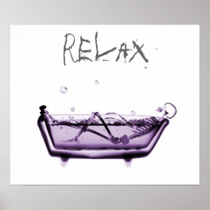 Poster- Purple Relax X-Ray Skeleton Bath Time Poster