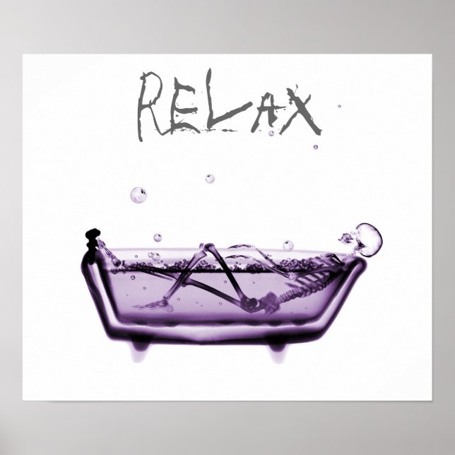 Poster- Purple Relax X-Ray Skeleton Bath Time Poster (Front)