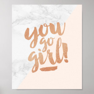 Poster Quote You Go Girl Marble Gold Handlettering