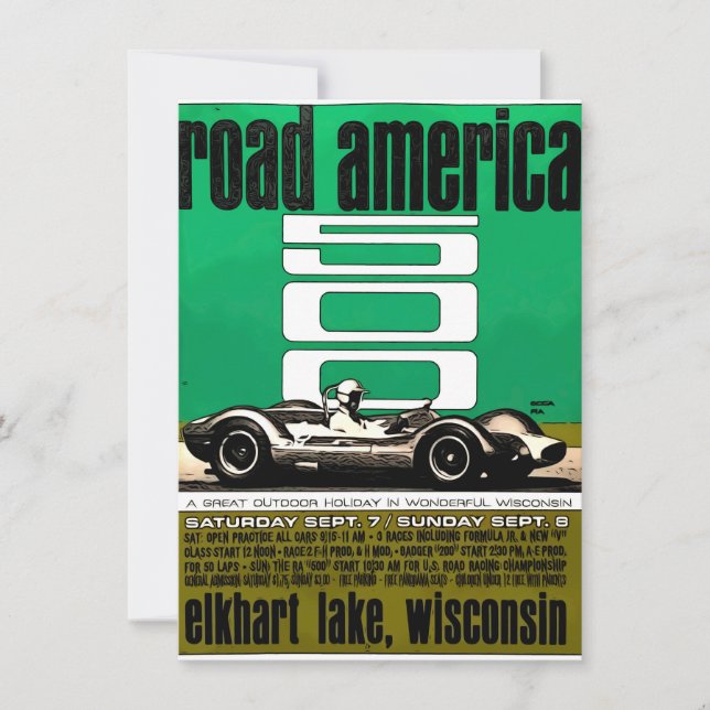 Poster ,Race America 500, Elkhart Lake Invitation (Front)