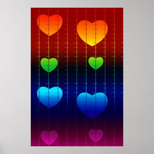 Poster Rainbow Heart Pattern Poster