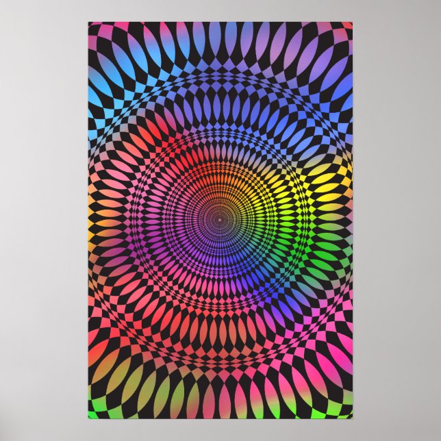 Poster: Rainbow Vertigo: Psychedelic Abstract Poster (Front)