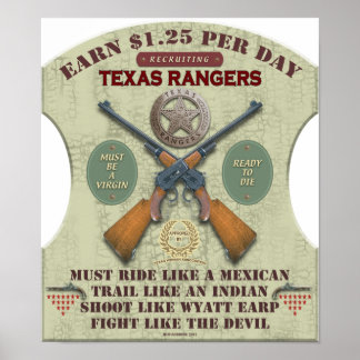 POSTER - RECRUITING TEXAS RANGERS 1887