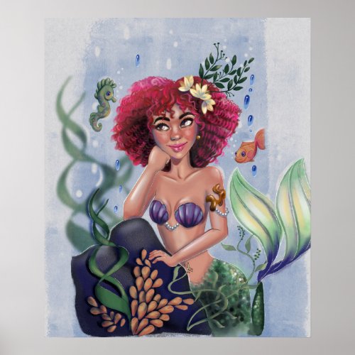 Pster Red Little Mermaid Poster