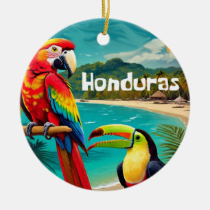 Poster Retro Viaje from Honduras Ceramic Ornament
