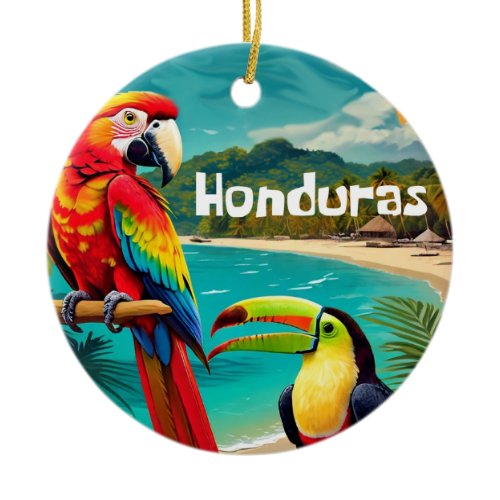 Poster Retro Viaje from Honduras Ceramic Ornament