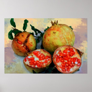 Poster Ripe Pomegranates Paint effect