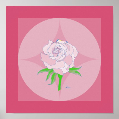 Poster _ Rose on Geometric Background