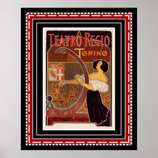 Poster Royal Theater Turin Art Deco Print