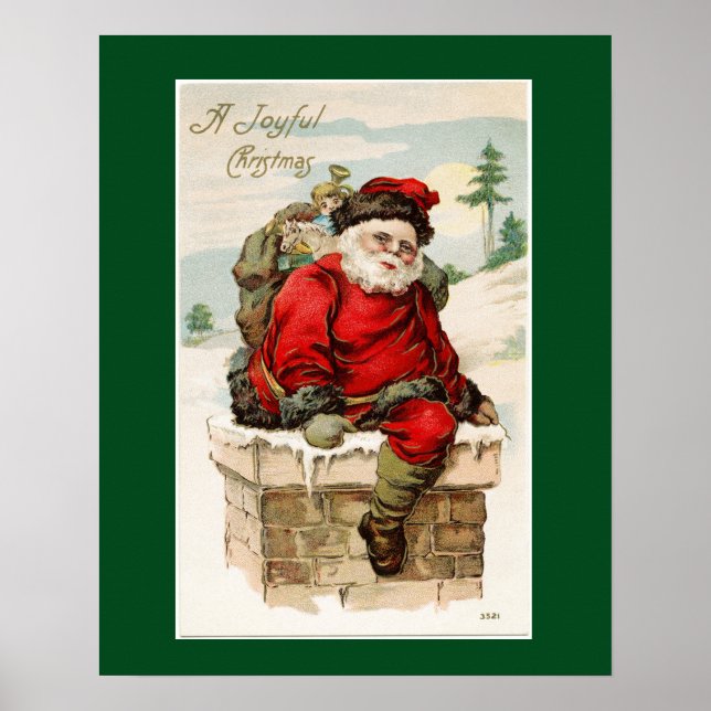 Poster Santa Claus Chimney Vintage Christmas (Front)