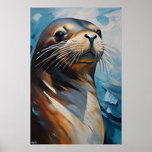 Poster  Sea Lion  Oil Artstyle