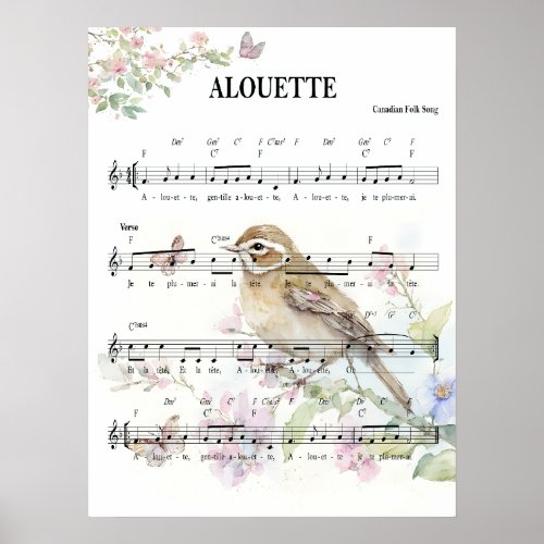 Poster_Sheet Music Art_Alouette Poster