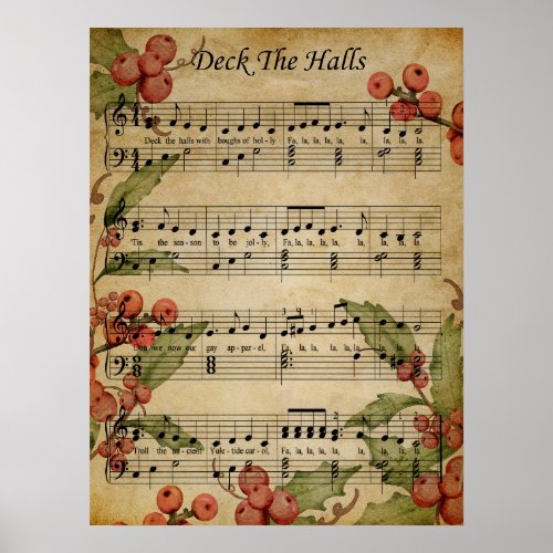 Poster_Sheet Music Art_Deck the Halls Poster