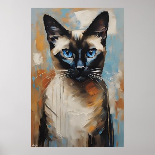 Poster  Siamese Cat  Oil Painting Style 