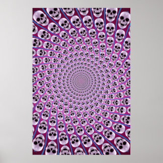 Poster: Skull Spiral: Trippy Design: Purple Violet Poster