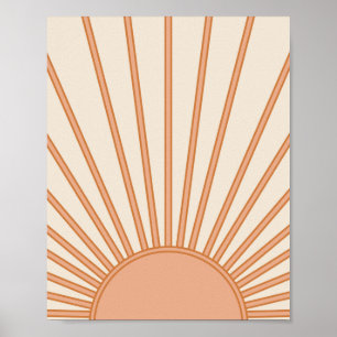 Póster Sol Sunrise Earth Tones Terracotta Retro Sunshine